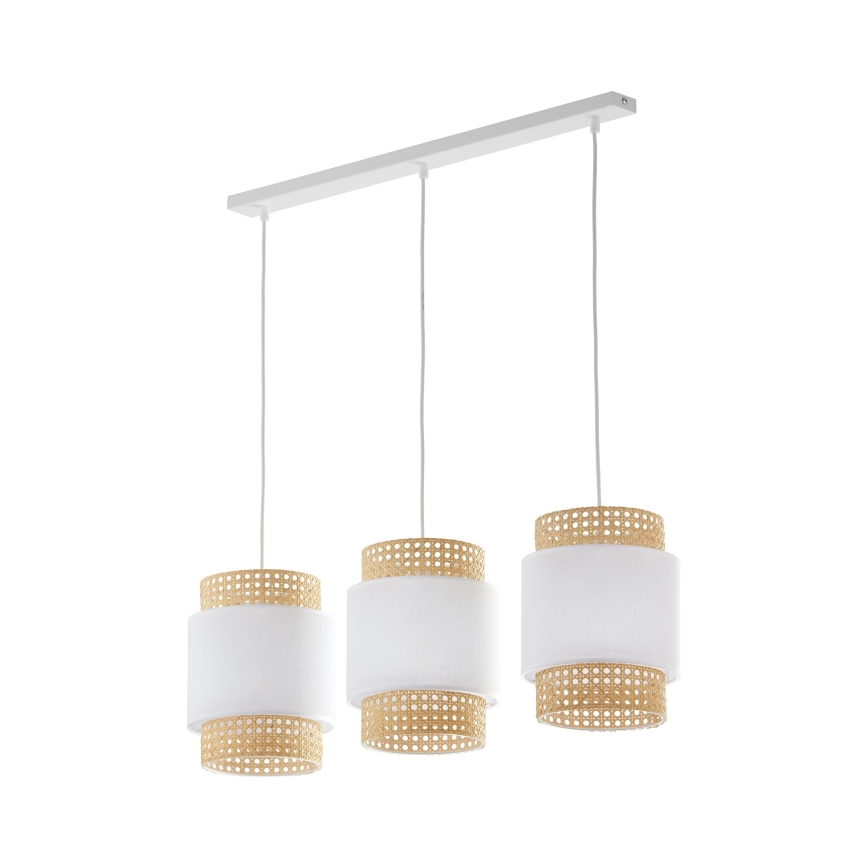 Ersatz-Lampenschirm für Tischlampen und Kronleuchter BOHO, Fassung E27, Ø 20 cm, Rattan/Weiß