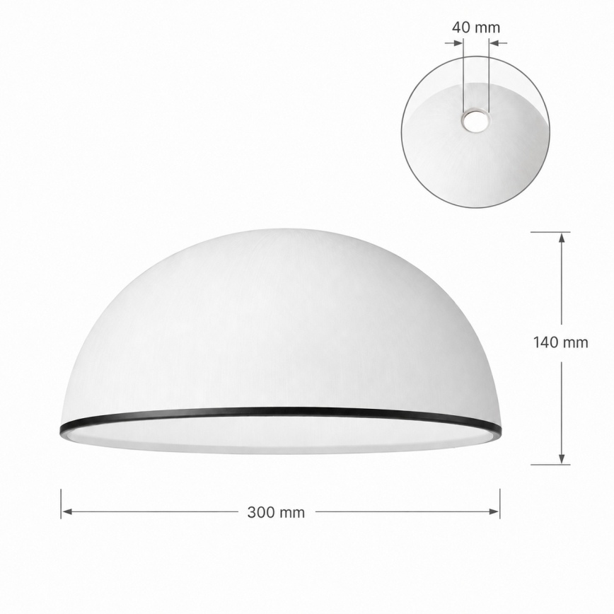 Ersatzglas für Kronleuchter RETRO, ANTICO E27 Ø 30 cm weiß/schwarz