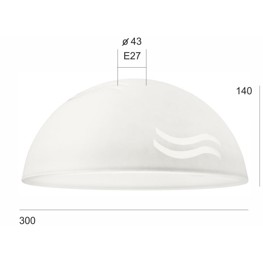 Ersatzglas für Hängeleuchte SFERA E27 140x300 mm weiß