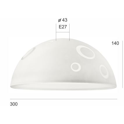Ersatzglas für Hängeleuchte SFERA E27 140x300 mm weiß