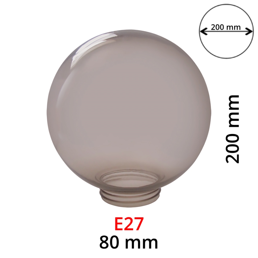 Ersatzschirm für Wandleuchte, rauchfarben, für Leuchten mit E27-Fassung, Ø 20 cm