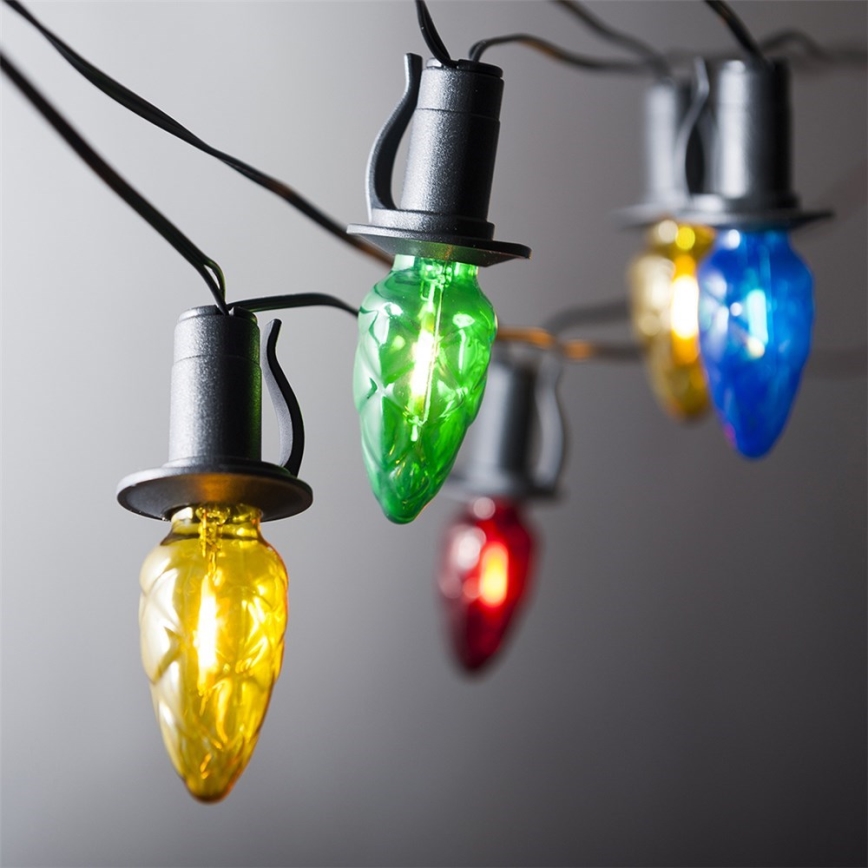 Erweiterbare LED-Außenlichterkette CONE FILAMENT 20xE10 14m mehrfarbig/warmweiß IP44, Hergestellt in der EU