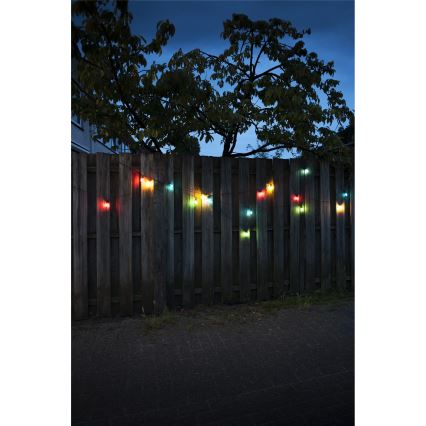 Erweiterbare LED-Außenlichterkette CONE FILAMENT 20xE10 14m mehrfarbig/warmweiß IP44, Hergestellt in der EU