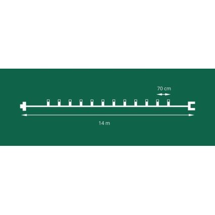 Erweiterbare LED-Außen-Weihnachtslichterkette FELICIA FILAMENT 20xE10 14m weiß/warmweiß IP44, Hergestellt in Tschechien