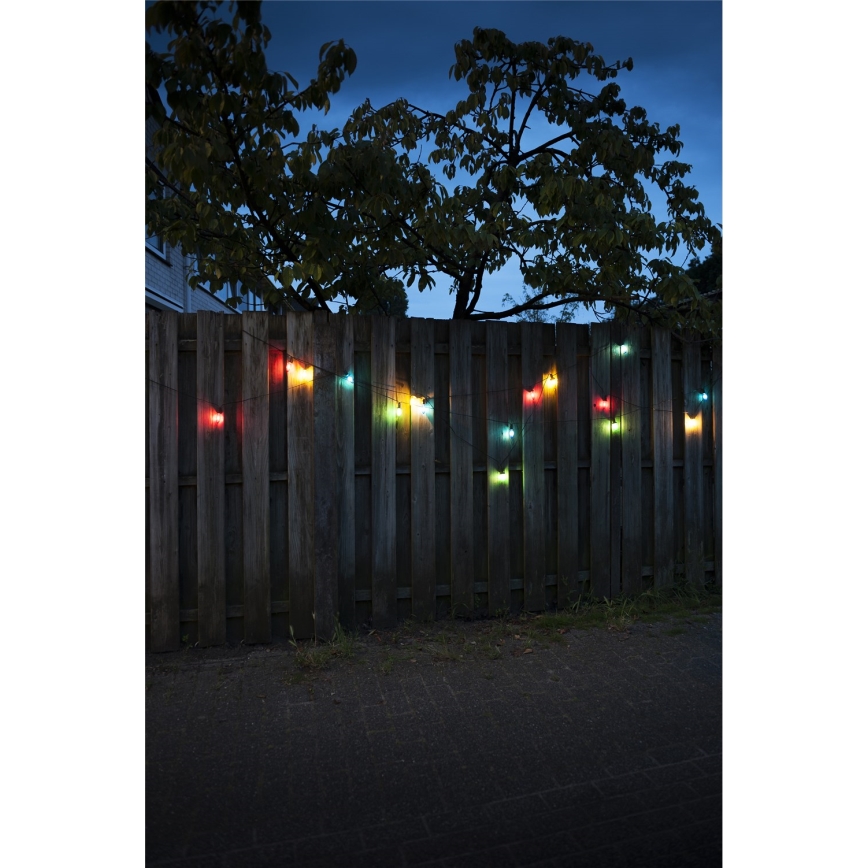 Erweiterbare LED-Außen-Lichterkette CONE FILAMENT 20xE10 14m mehrfarbig/warmweiß IP44, Hergestellt in Tschechien