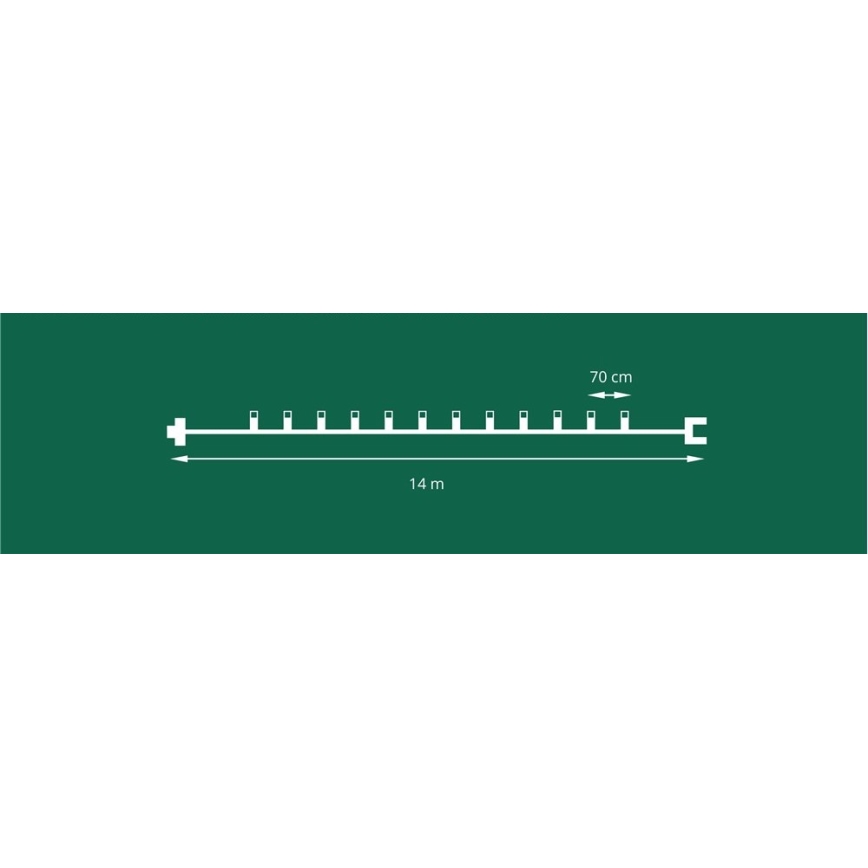 Erweiterbare LED-Außen-Lichterkette CONE FILAMENT 20xE10 14m mehrfarbig/warmweiß IP44, Hergestellt in Tschechien
