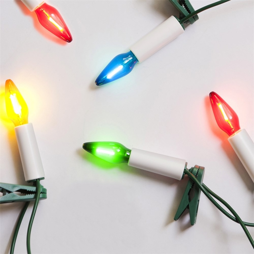Erweiterungs-LED-Lichterkette für den Außenbereich FELICIA FILAMENT 20xE10 14m bunt/warmweiß IP44, Hergestellt in Tschechien