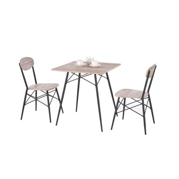 Ess-Set KABIR 70x70 cm Eiche/Schwarz