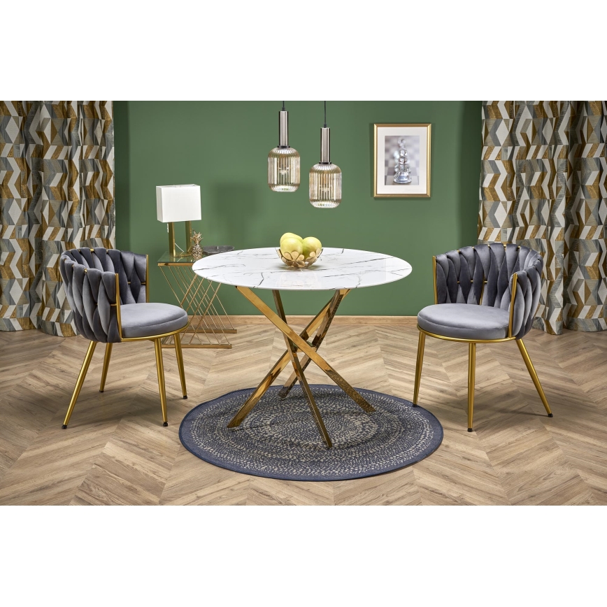 Esstisch ESTEN 100 cm weiß/gold