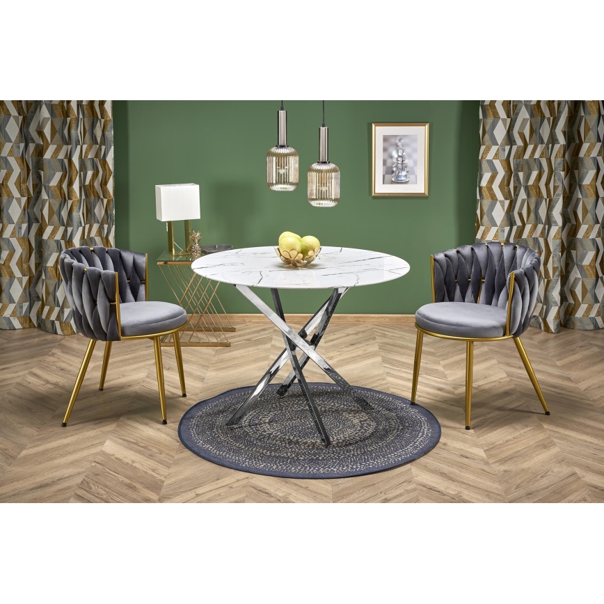 Esstisch ESTEN 100 cm weiß/silber