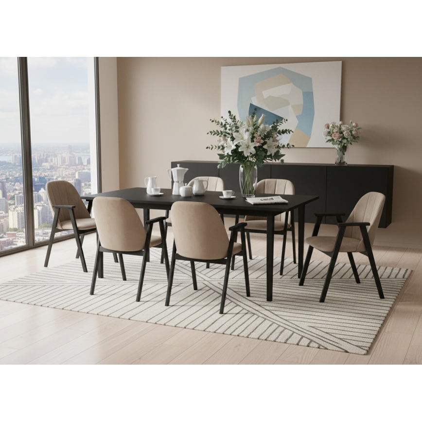 Esszimmerstuhl GARDA schwarz/beige