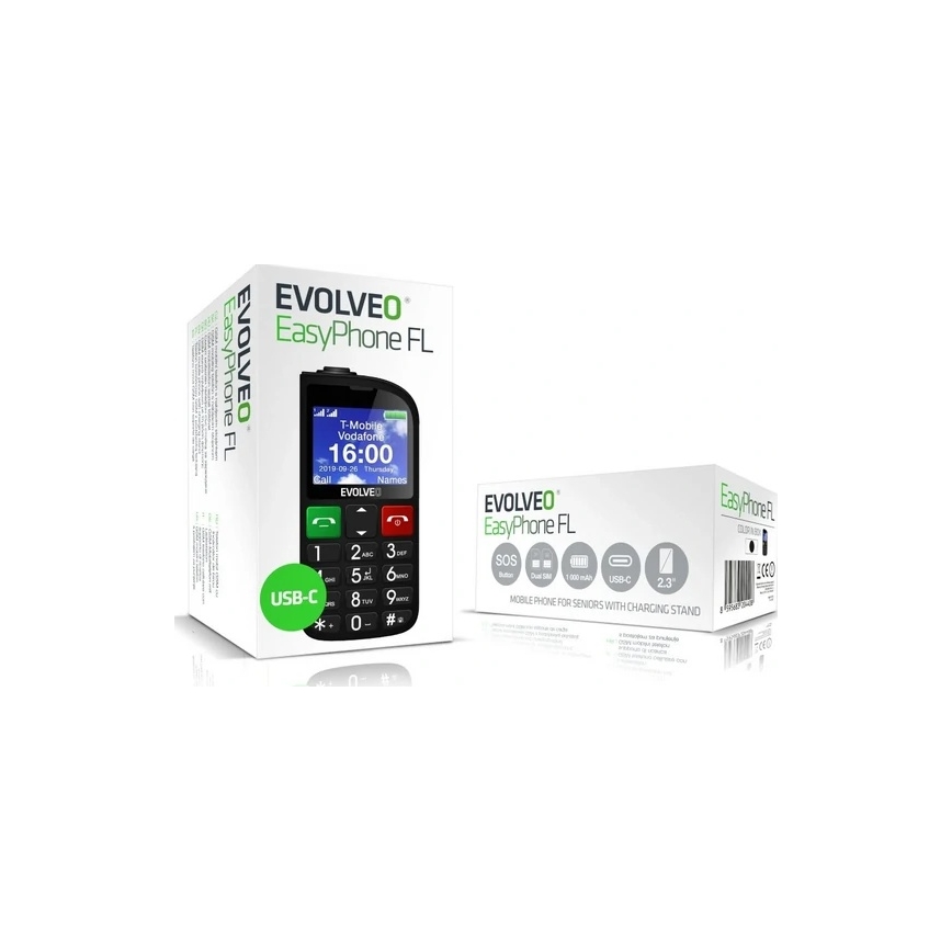 Evolveo - EasyPhone FL, Seniorenhandy, schwarz