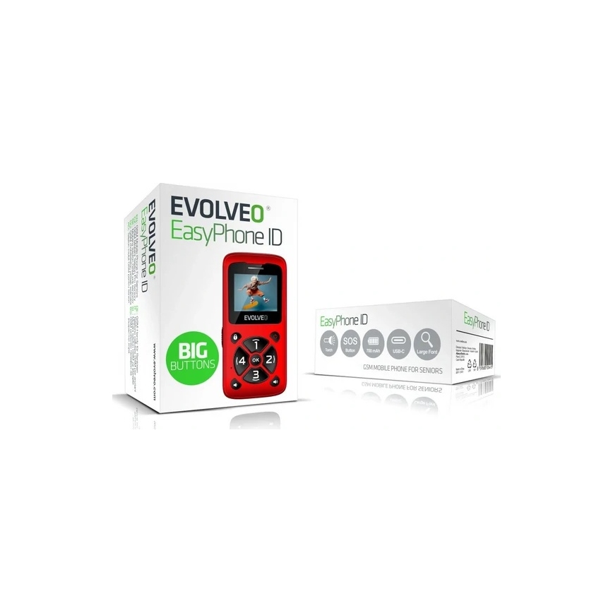 Evolveo - EasyPhone ID, Seniorenhandy, rot