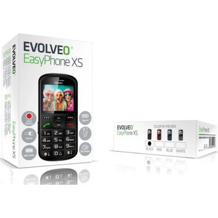 Evolveo - EasyPhone XS, Mobiltelefon für Senioren, schwarz