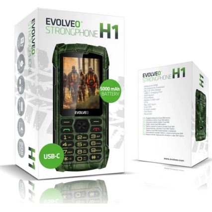 Evolveo - StrongPhone H1, wasserdichtes Dual-SIM-Telefon in Jagdtarnung