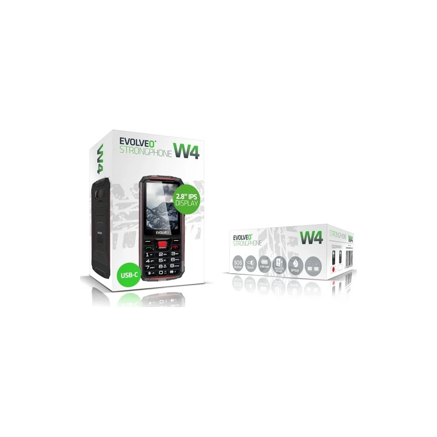 Evolveo - StrongPhone W4 wasserdichtes Dual-SIM-Telefon schwarz/rot