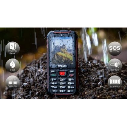 Evolveo - StrongPhone W4 wasserdichtes Dual-SIM-Telefon schwarz/rot