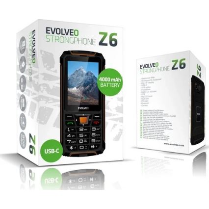 Evolveo - StrongPhone Z6, wasserdichtes Dual-SIM-Handy, schwarz/orange