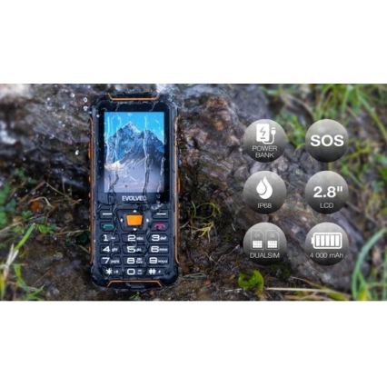 Evolveo - StrongPhone Z6 wasserdichtes Dual-SIM-Telefon schwarz/orange