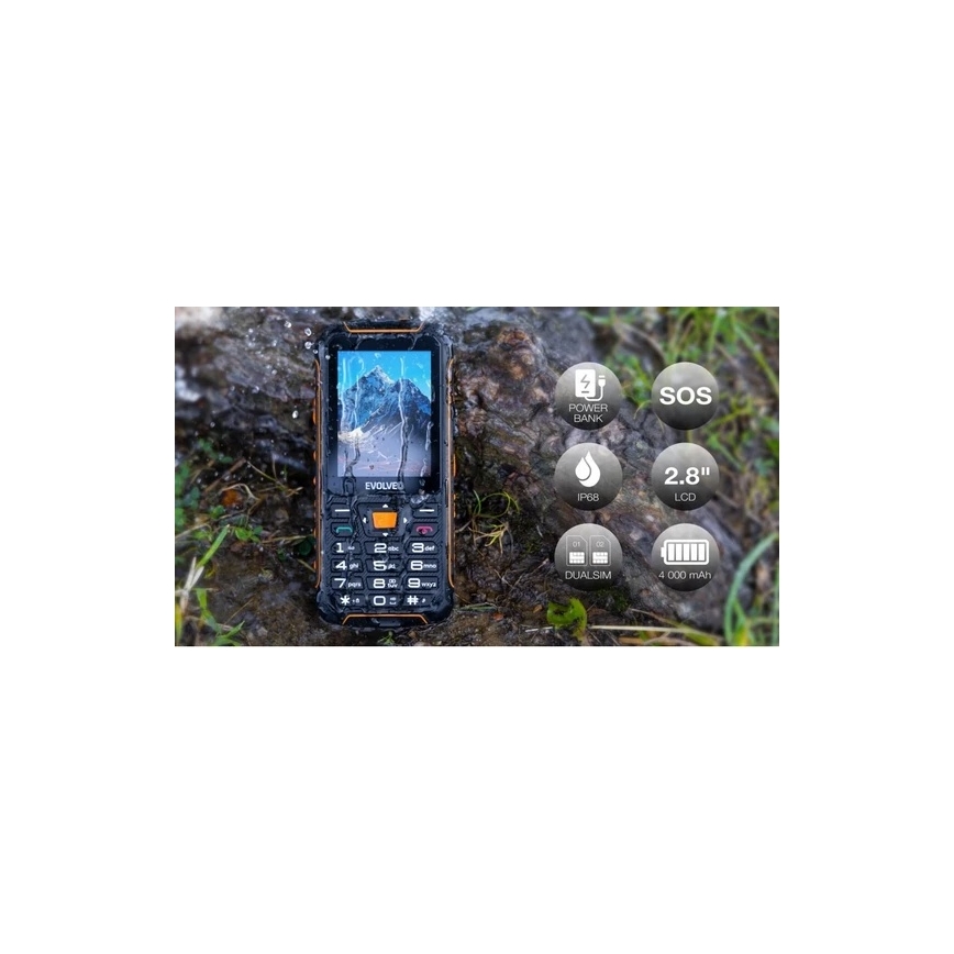 Evolveo - StrongPhone Z6 wasserdichtes Dual-SIM-Telefon schwarz/orange