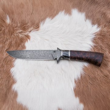 Exklusives Damastmesser 14,6 cm Birke/Mammutzahn