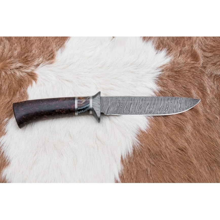 Exklusives Damastmesser 14,6 cm Birke/Mammutzahn