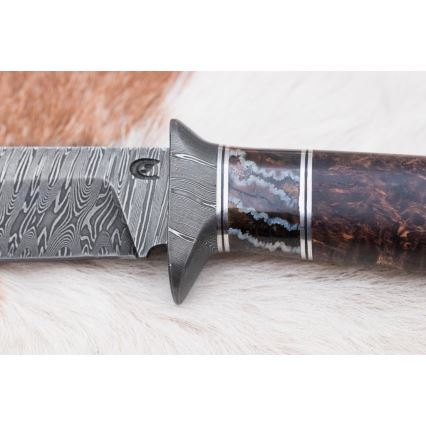 Exklusives Damastmesser 14,6 cm Birke/Mammutzahn