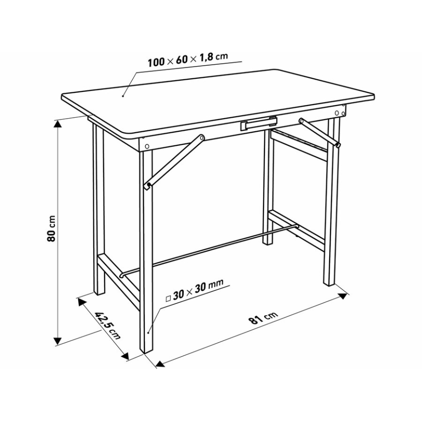 Extol - Klappbarer Arbeitstisch 100x60 cm braun/schwarz