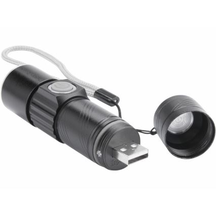 Extol - LED Akku-Taschenlampe LED/3W/450 mAh/3,7V schwarz