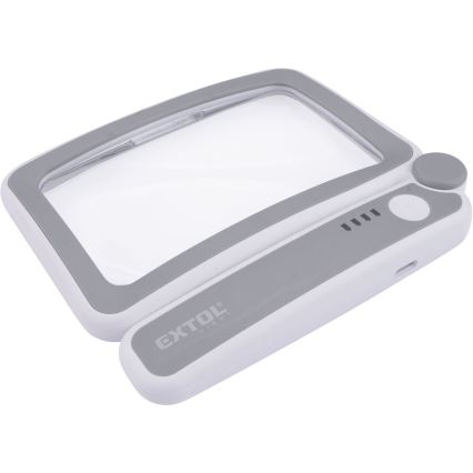Extol - dimmbare, wiederaufladbare, zusammenklappbare Lupe mit LED-Beleuchtung/650 mAh, weiß/grau