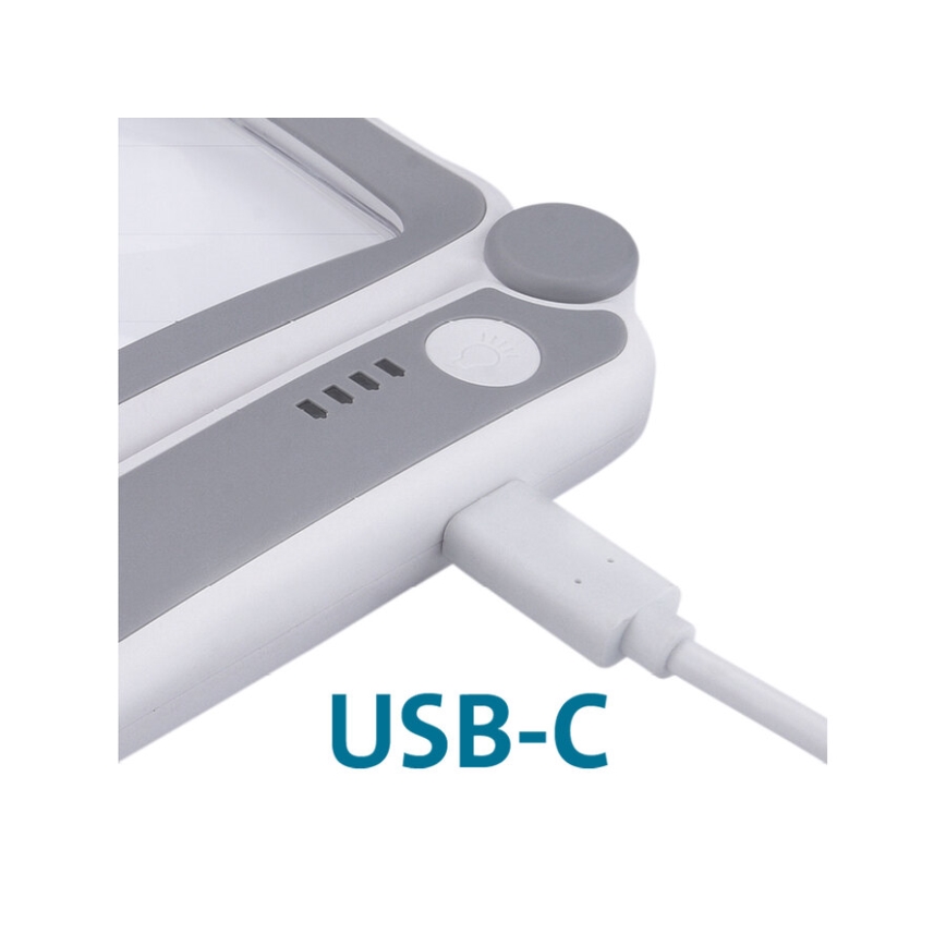 Extol - dimmbare, wiederaufladbare, zusammenklappbare Lupe mit LED-Beleuchtung/650 mAh, weiß/grau