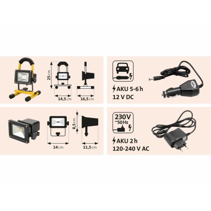 Extol - LED Wiederaufladbarer Scheinwerfer LED/10W/3600 mAh/8,4V IP65