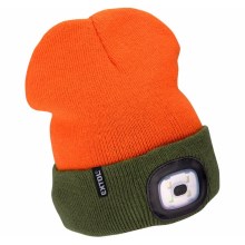 Extol- Mütze mit Stirnlampe und USB-Aufladung 300 mAh neon orange/grün Größe UNI