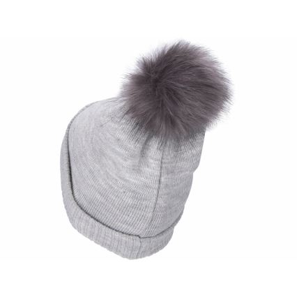 Extol - Mütze mit Stirnlampe und USB-Ladefunktion (300 mAh), grau mit Bommel, Einheitsgröße
