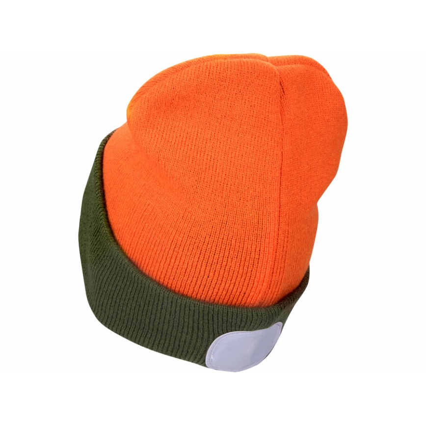 Extol - Mütze mit Stirnleuchte und USB-Aufladung 300 mAh neon orange/grün Größe UNI