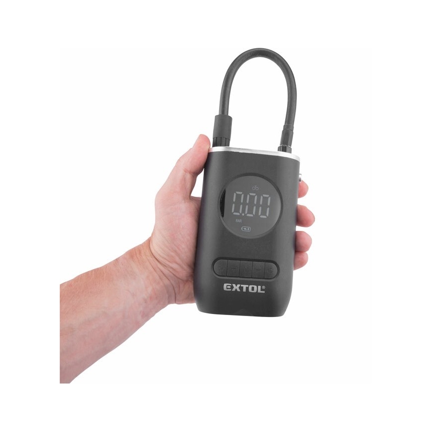 Extol Premium – Digitaler Taschenkompressor 2000 mAh 7,4V schwarz