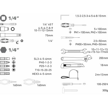 Extol – Werkzeug-Set 59 Teile