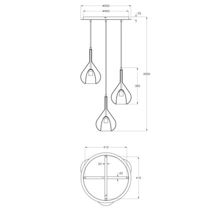 Fabas Luce 3481-47-297 - Hängeleuchte an Schnur LILA 3xE27/40W/230V golden/grau/klar