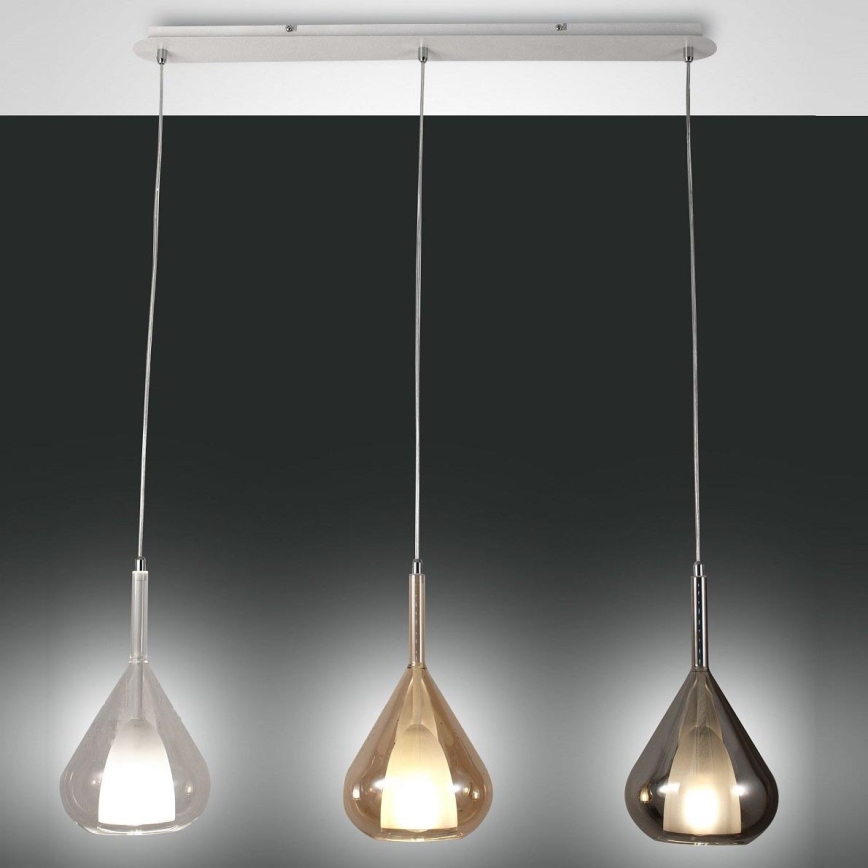 Fabas Luce 3481-48-297 - Hängeleuchte an Schnur LILA 3xE27/40W/230V klar/golden/grau