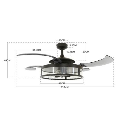 FANAWAY 212927 - LED-Deckenventilator CLASSIC 3xE27/4W/230V schwarz + Fernbedienung