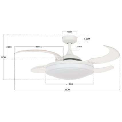 FANAWAY 212980 - Deckenventilator EVORA 2xE27/15W/230V weiß + Fernbedienung
