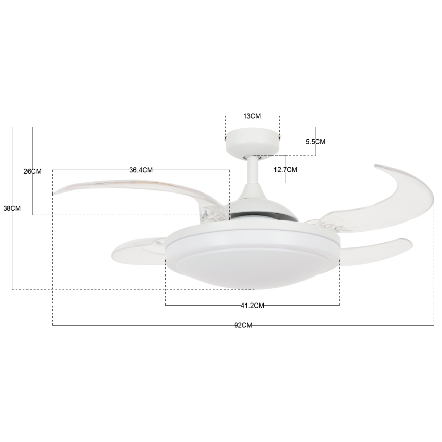 FANAWAY 212980 - Deckenventilator EVORA 2xE27/15W/230V weiß + Fernbedienung