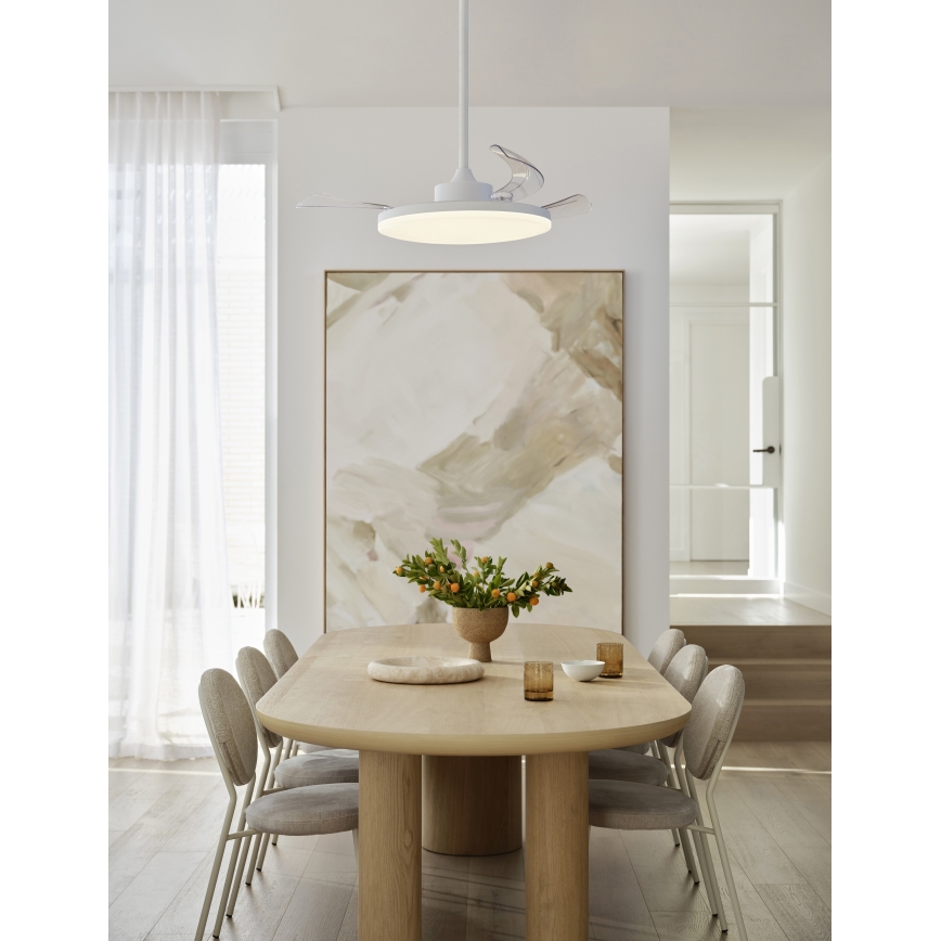 FANAWAY 21612949 - LED-Dimmbarer Deckenventilator STROLL LED/30W/230V 2700/3500/5000K Ø 106 cm Weiß/Klar + Fernbedienung