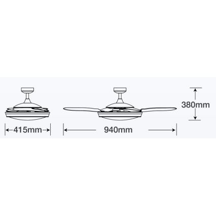FANAWAY 512120 - Deckenventilator EVORA 2xE27/15W/230V + Fernbedienung