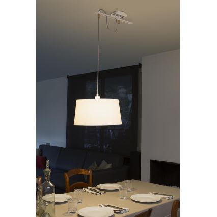 FARO 28394 - Kronleuchter an Schnur FUSTA 1xE27/20W/230V weiß