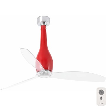 FARO 32002 - Deckenventilator ETERFAN rot/klar d 128 cm + Fernbedienung