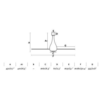FARO 32030 - Deckenventilator MINI ETERFAN schwarz d 128 cm + Fernbedienung