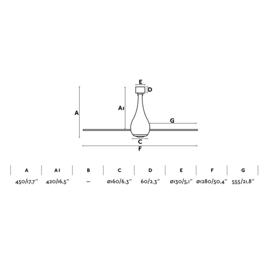 FARO 32030 - Deckenventilator MINI ETERFAN schwarz d 128 cm + Fernbedienung