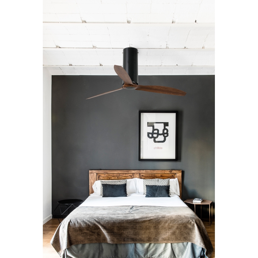 FARO 32037WP - Deckenventilator TUBE FAN M schwarz/braun d 128 cm SMART + Fernbedienung