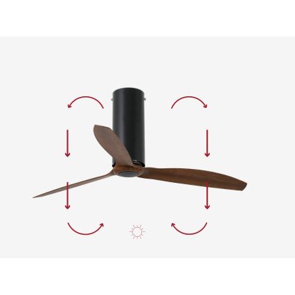 FARO 32037WP - Deckenventilator TUBE FAN M schwarz/braun d 128 cm SMART + Fernbedienung